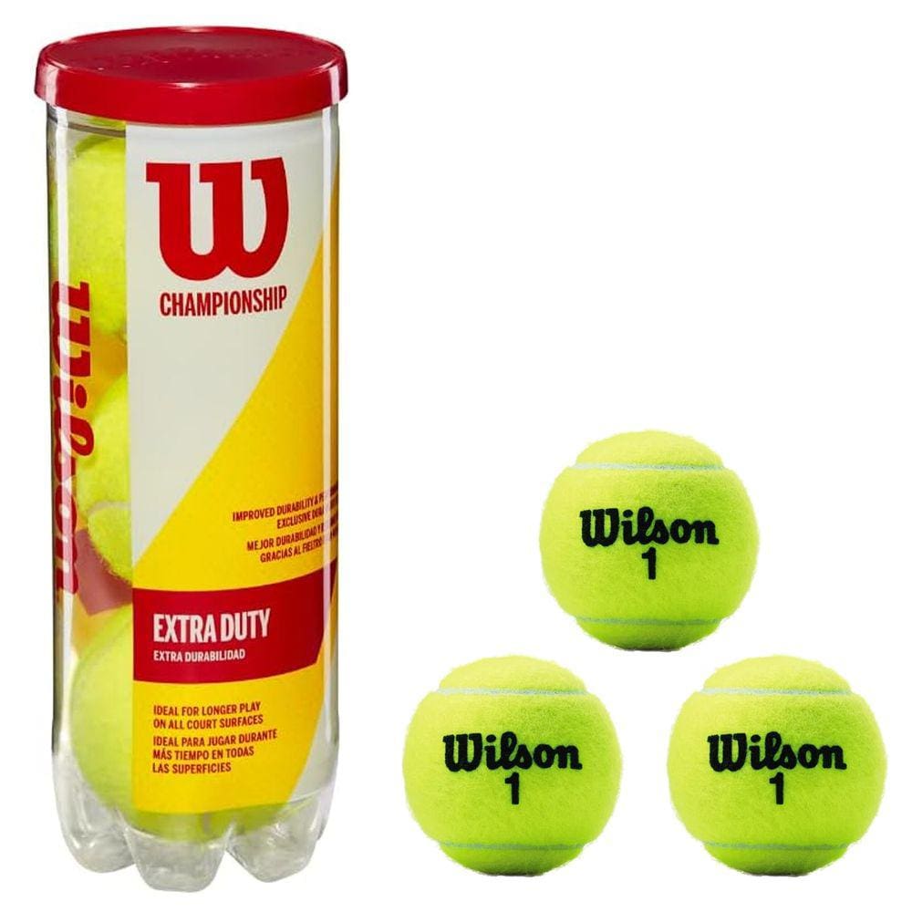 Kit Tubo 3 Bolas de Tênis Championship Extra Duty Profissional Amador Wilson