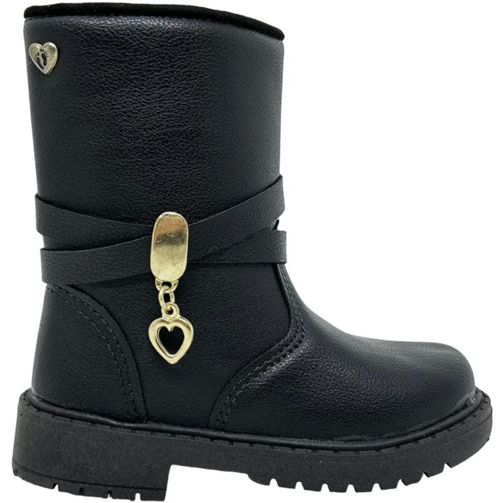 Bota Infantil Menina Casual Dia a Dia Detalhe de Coração Cano Baixo Unipasso 105.02