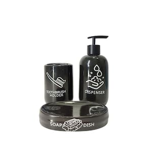 Kit Banheiro 3 Peças Lavabo Dispenser Black Luxo Premium