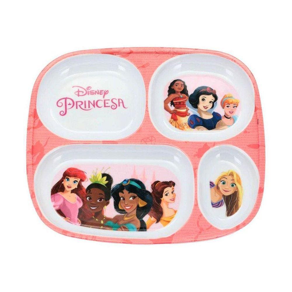 Prato Refeição Infantil Princesas Disney 4 Divisórias