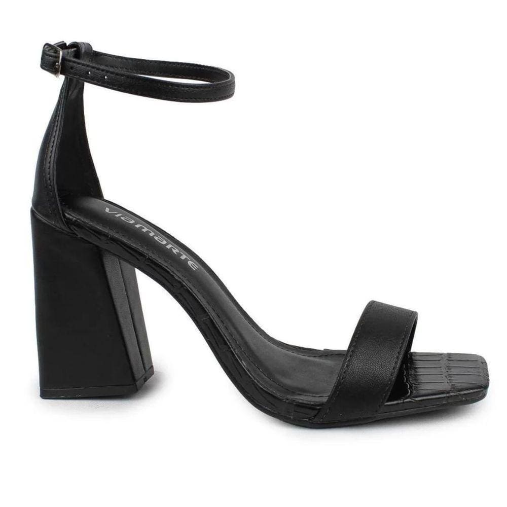 Sandália Via Marte Salto Bloco Médio Feminina Preta