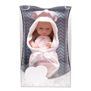 Boneca Bebê Realista Baby So Lovely Grande 38cm com Toalha e Toca Rosa 209-4 - Dorémi
