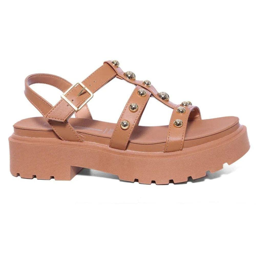 Sandália Vizzano Plataforma Tratorada Pedraria Marrom