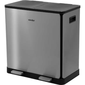 Lixeira Retangular Dupla 30 Litros Inox Cinza Vonder