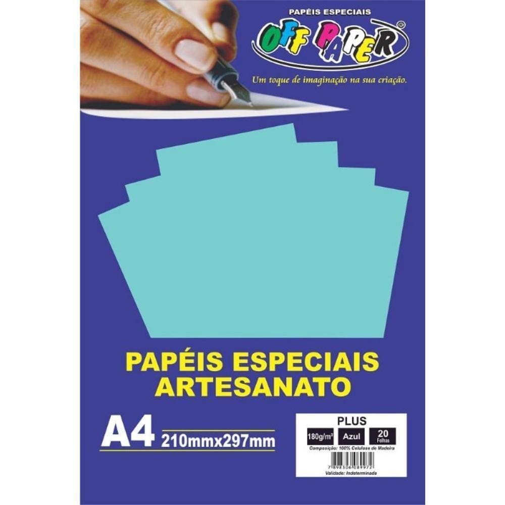 Papel Plus Azul 180G 20 Folhas Off Paper