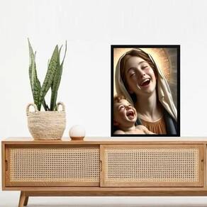Quadro Maria E Menino Jesus Sorrindo 24X18Cm
