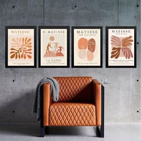 Kit 4 Quadros Modernos Matisse - Tons Marrons 33X24Cm Vidro