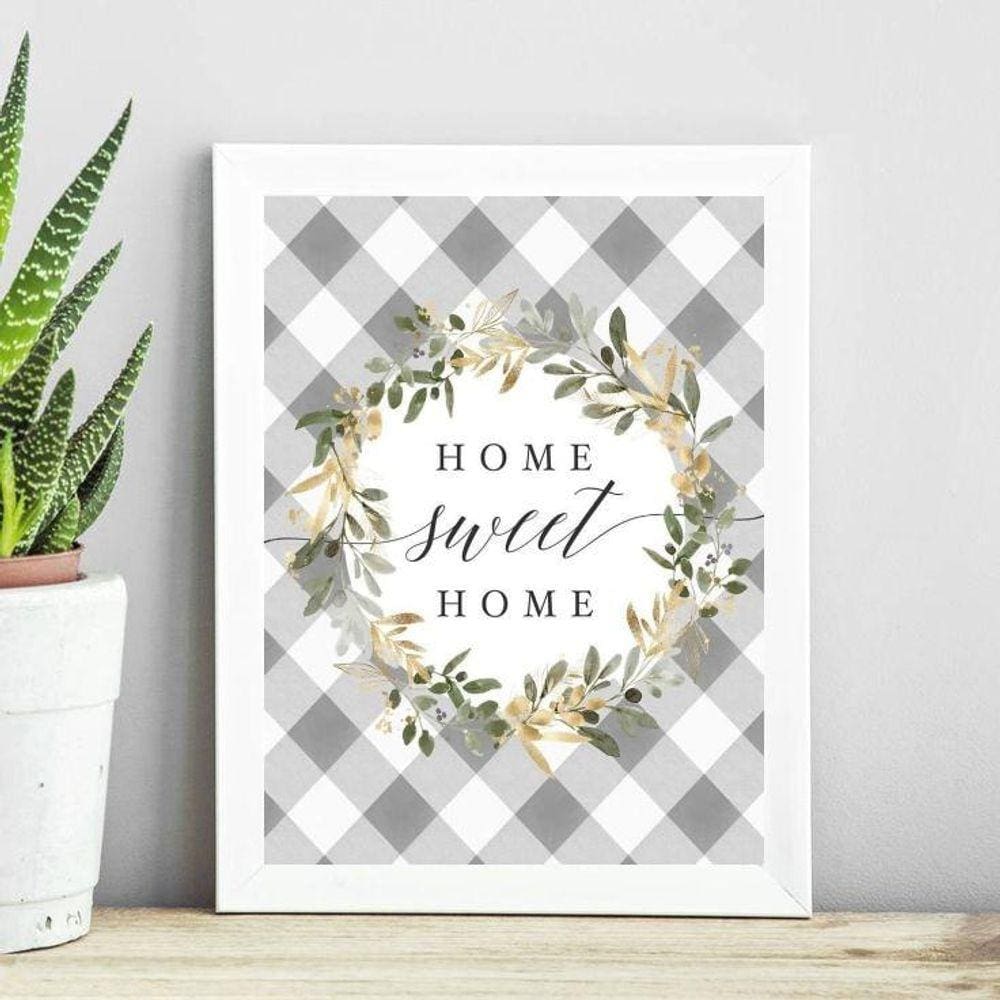 Quadro Home Sweet Home - Cinza 33X24Cm
