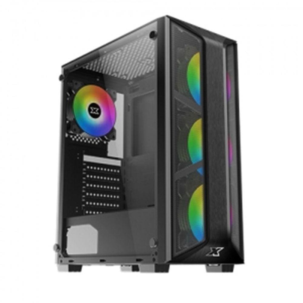 Gabinete Gamer Xigmatek Trio C/4 Fans Rgb Rainbow S/ Seleção De Cor Mid Tower Preto