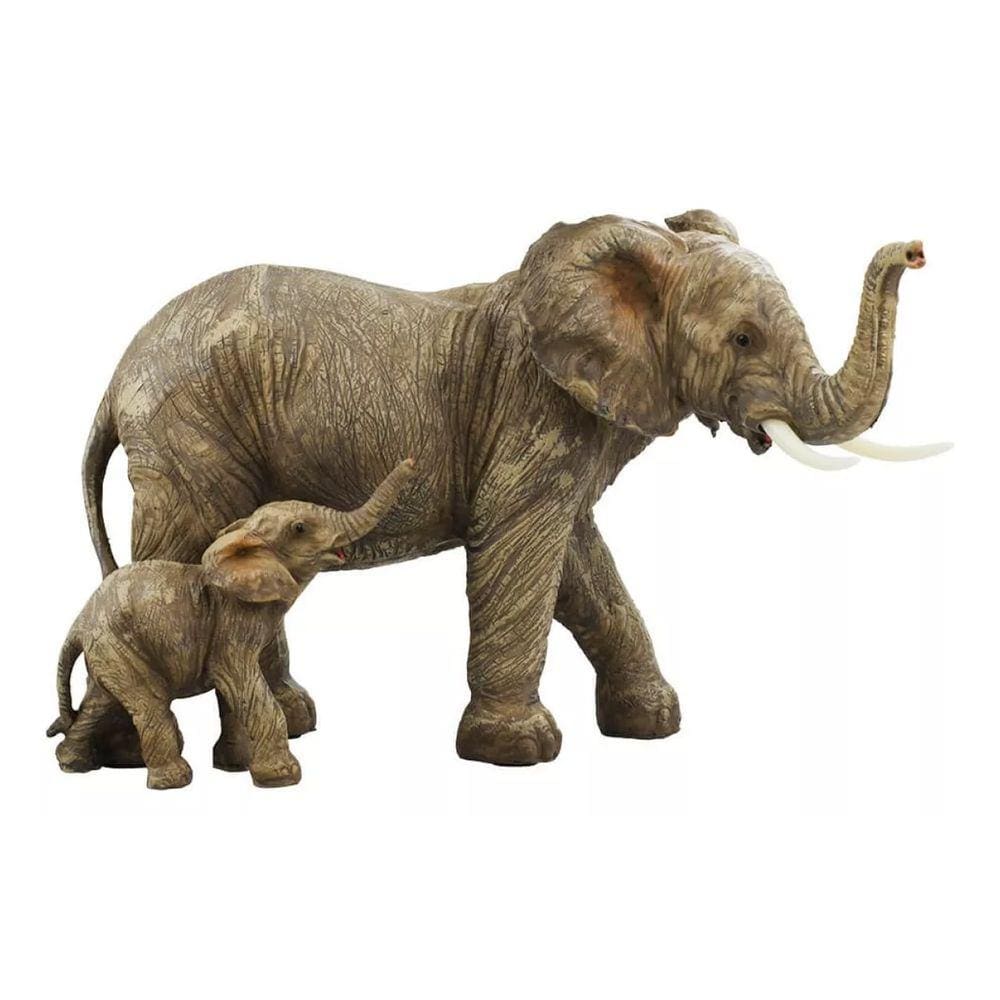 Elefante Mãe E Filhote 29cm - Animais Resina