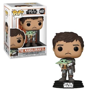Boneco Funko Pop Star Wars Mandalorian Mando Holding Child