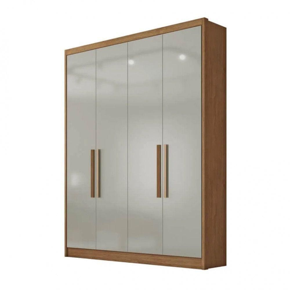 Guarda Roupa Solteiro Moderni 100% Mdf 4 Portas 3 Gavetas Cumaru - Fendi