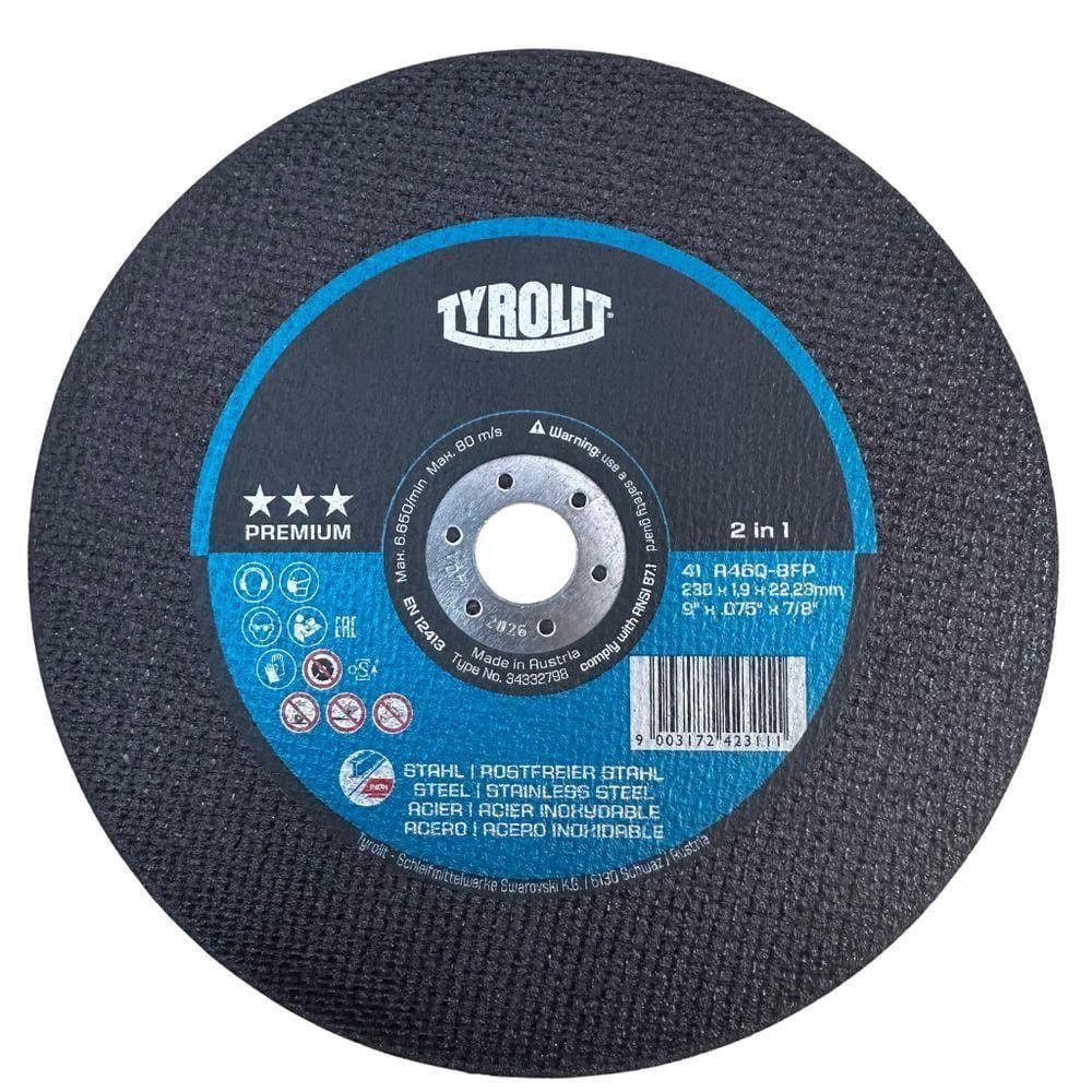Disco De Corte Premium Para Inox 9 X 1,9 Mm - Tyrolit - A46q-bfp