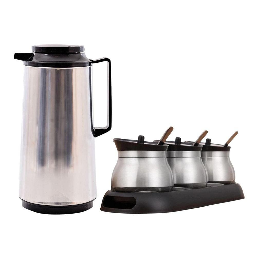 Garrafa Térmica Coliseum + Porta Tempero Pó Café Açucareiro
