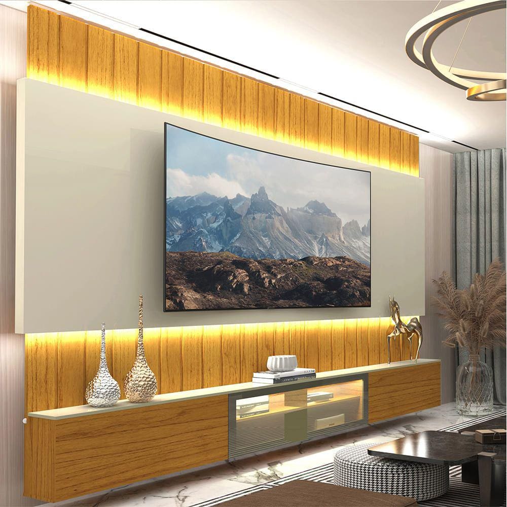 Home Suspenso Para TV Até 85 Polegadas Soberano Reflecta 260 Com Led Naturale Off White - Gelius Móveis