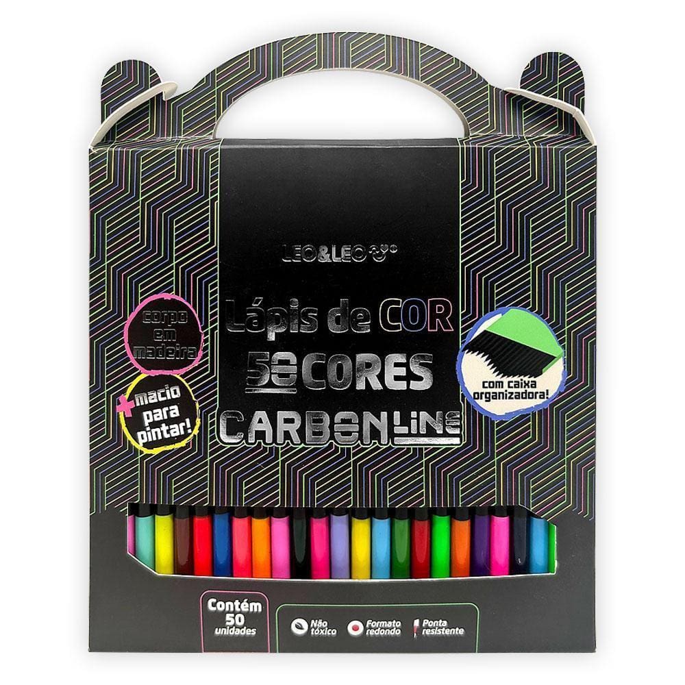 Lápis De Cor Carbon Line Com 50 Cores Redondo Leo&Leo