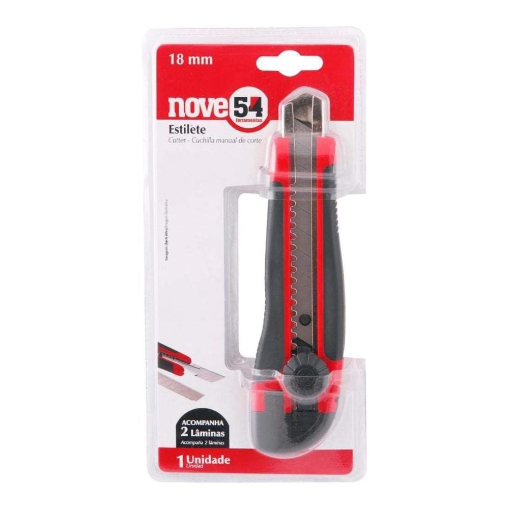 Estilete Largo Lãmina de 18mm Nove54 Emborrachado