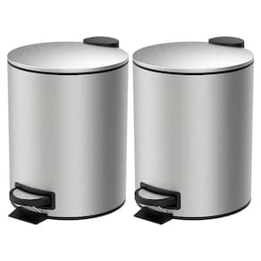 Kit Lixeiras para Banheiro e Cozinha Inox Com Pedal Spin 5L 2 peças - Brinox