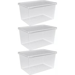 Kit 3 Organizadores de Geladeira com Tampa 2,9L Caixa Organizadora Frutas Verduras Legumes UZ