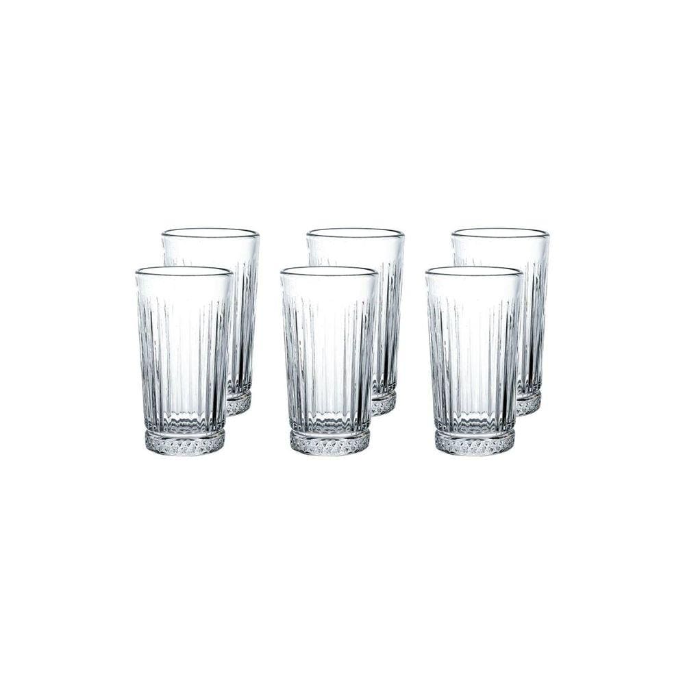 Jogo de Copos 6 Peças 440 ml Vidro Decorado Transparente Linha Gala Haus Concept
