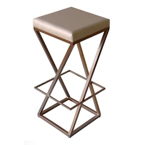 Banqueta Zênite - Cobre - Assento Estofado Pérola - 65cm