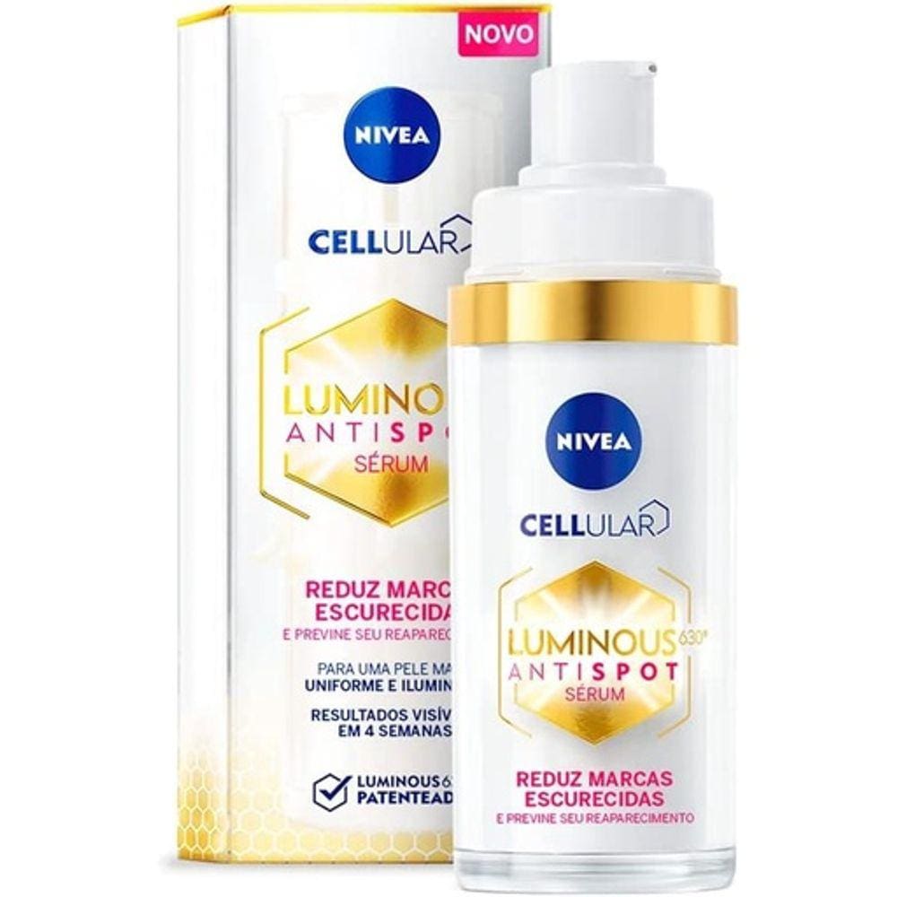 Sérum Facial Nivea Cellular Luminous 630 Antispot - Reduz Marcas Escurecidas Pele Uniforme e iluminada com Ácido Hialurô
