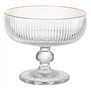 Taça de Sobremesa de Vidro Graffiato Fio de Ouro 310ml 1 peça - Hauskraft
