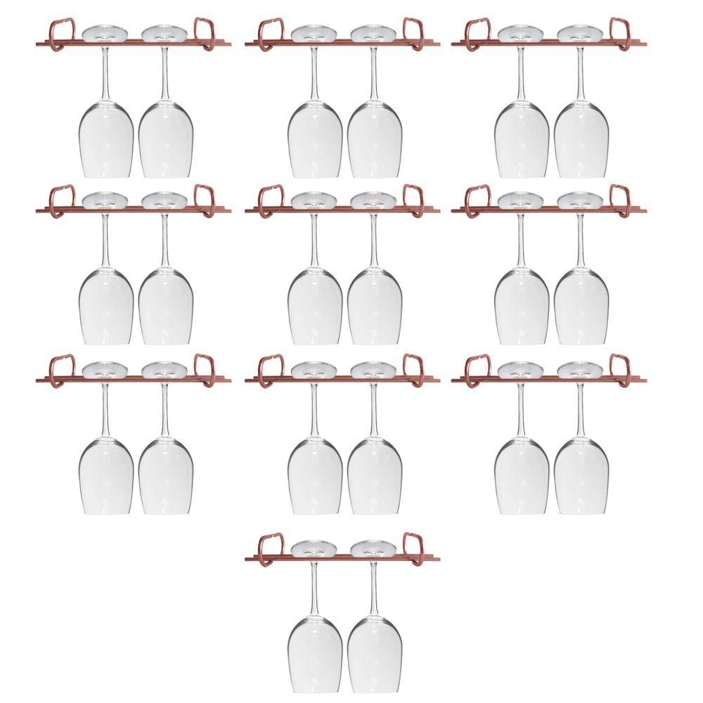 Kit 10 Organizadores Suspensos Para Taças 25cm Suportes Porta Taças Retos Rose Gold