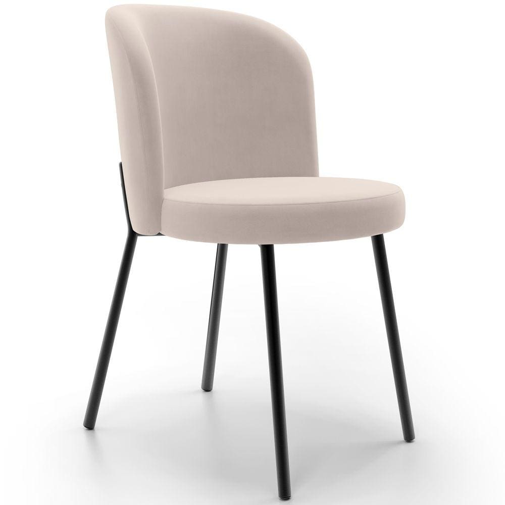 Cadeira Para Sala de Jantar Cozinha Estofada Gavi L02 Suede Bege - Lyam Decor