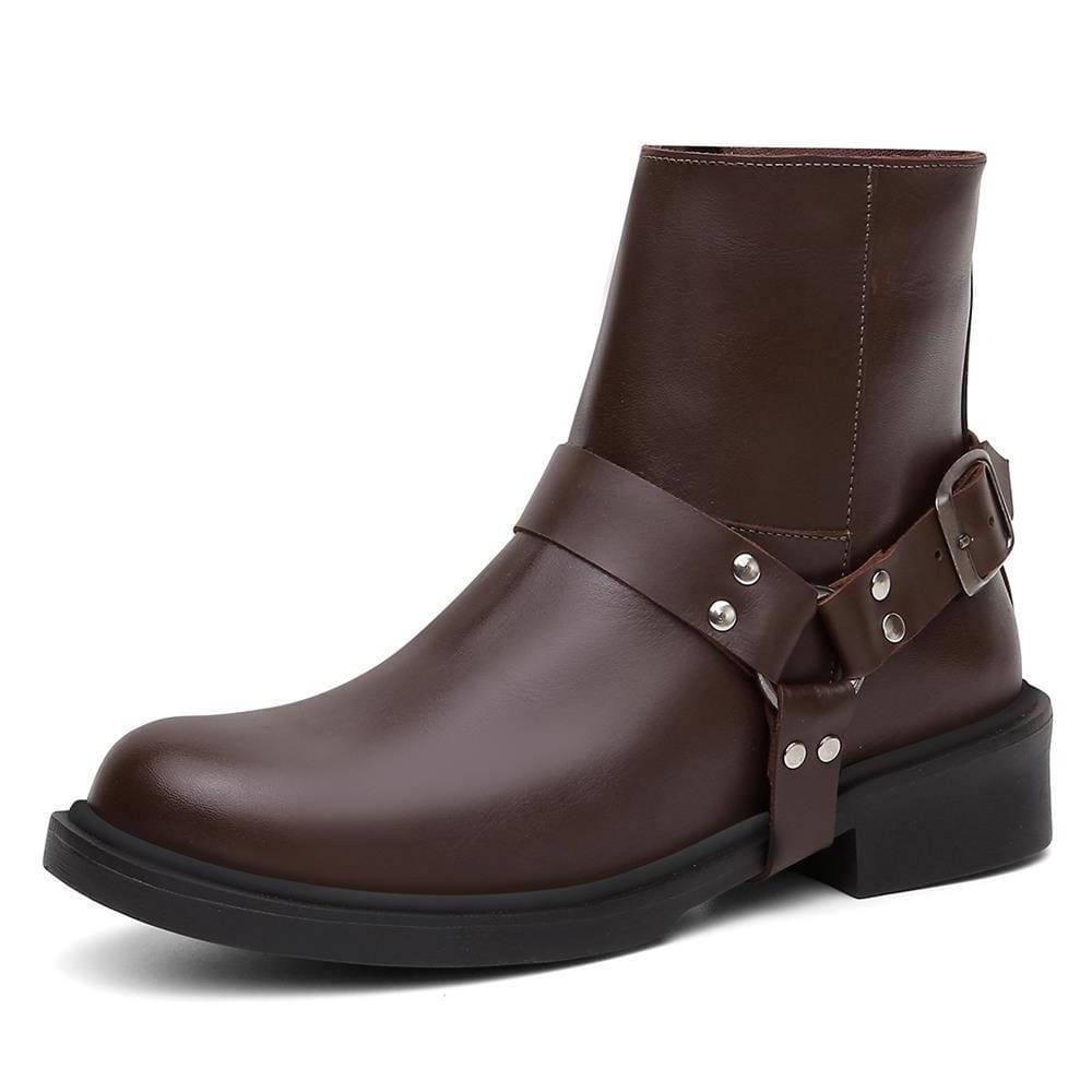 Bota Feminina Couro Cano Médio Salto Baixo Dia a Dia