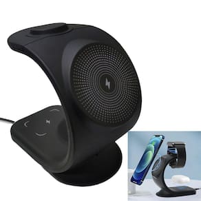 Carregador Induçao Rapido 15W 3 Em 1 Celular Telefone Relogio Fone Ouvido Carregamento Magnetico Escrivania Mesa Escritorio Casa