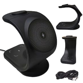 Carregador Induçao Wireless 15W Rapido Celular Relogio Fone Ouvi Telefone Carregamento 3 Em 1 Mesa Escrivania Escritorio Casa Trabalho Home Office