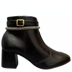 Bota Feminina Casual Cano Baixo com Strass Salto Bloco Médio Beira Rio 9076.107
