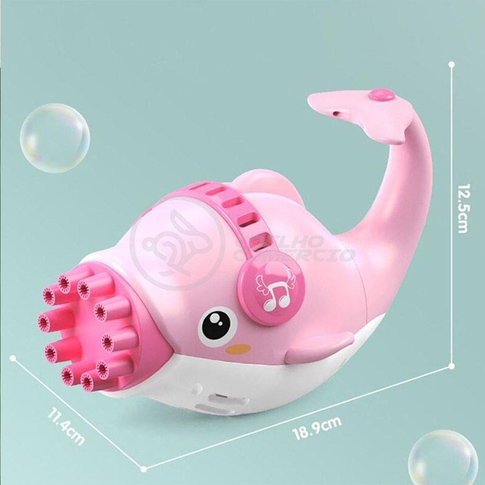 Kit 1 Golfinho Bolha Sabão Criança Infantil+ 3 Pilha Rosa 10