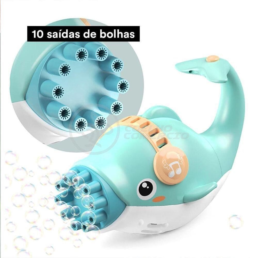 Kit 1 Golfinho Bolha Sabão Criança Infantil+ 3 Pilha Azul 9