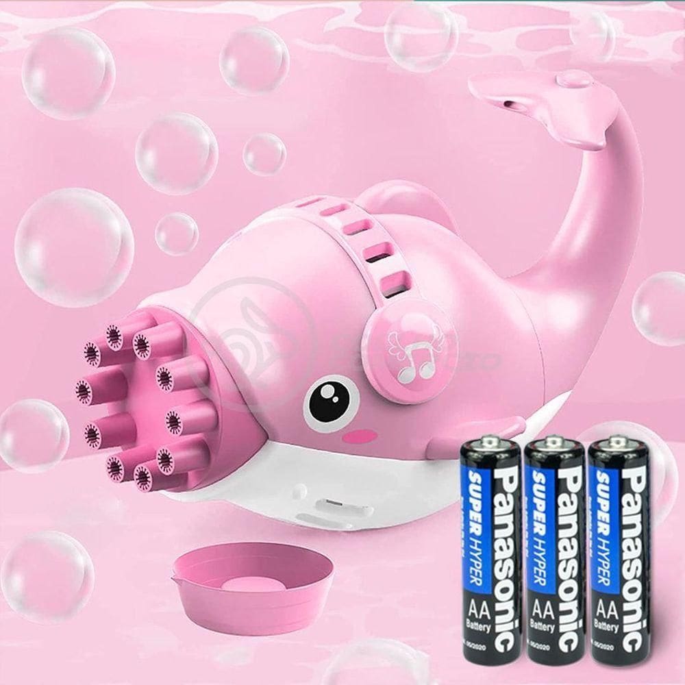 Kit 1 Golfinho Bolha Sabão Criança Infantil+ 3 Pilha Rosa 6