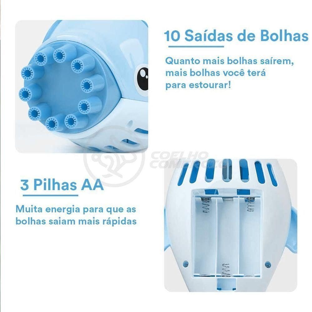 Kit 1 Golfinho Bolha Sabão Criança Infantil+ 3 Pilha Azul 11