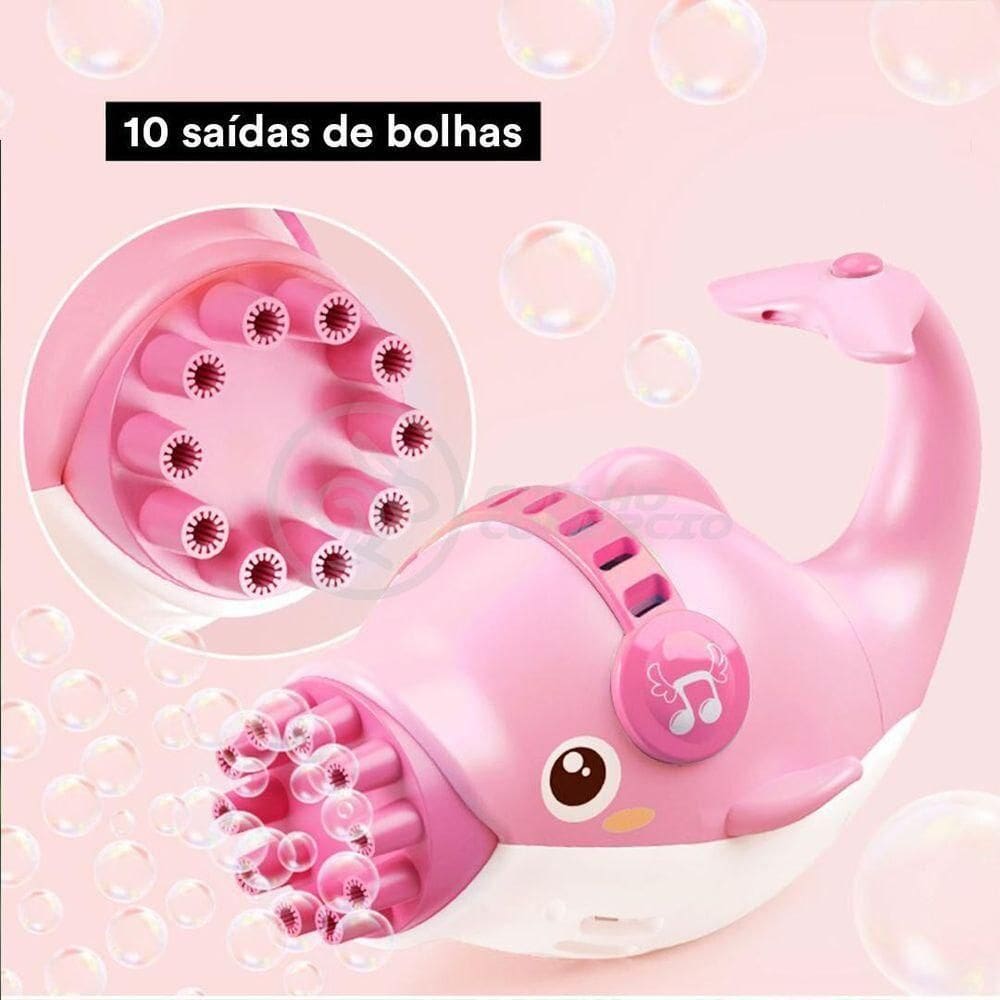 Kit 1 Golfinho Bolha Sabão Criança Infantil+ 3 Pilha Rosa 9