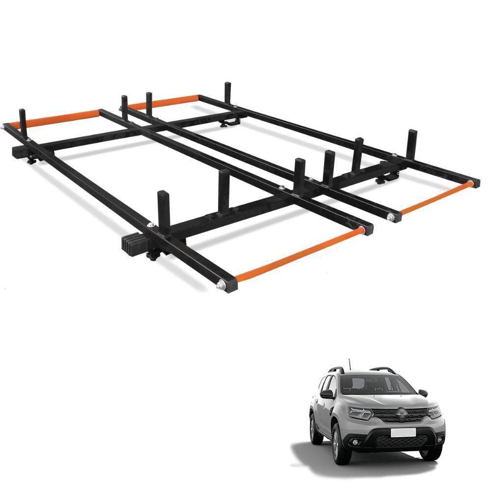 Rack de Teto Para Longarina Suporte Porta Escada Rolete Universal Preto