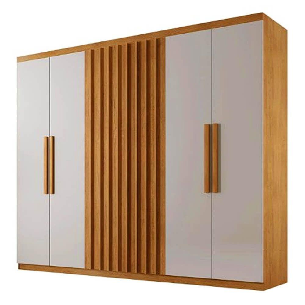 Guarda Roupa Cairo Casal 6 Portas 2 Gavetas Rufato Cor Naturale Off White