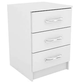 Mesa de Cabeceira Evidencia com 3 Gavetas Cor Branco