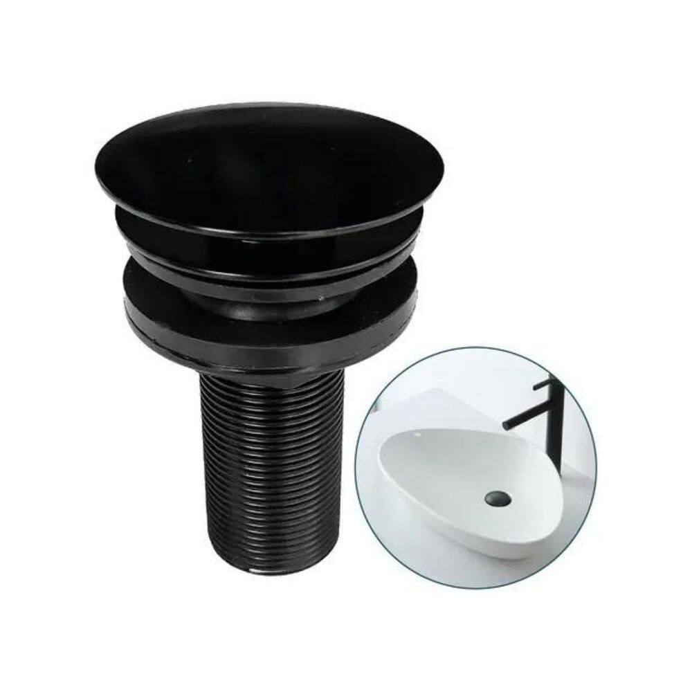 Válvula Click Lavatório Preta 7/8 Inox Fosco Cuba Banheiro