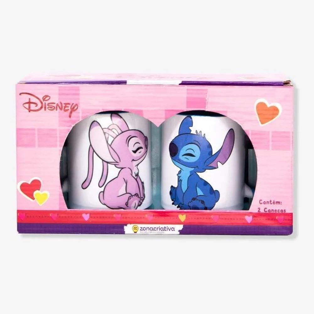 Kit Com Duas Canecas Pop Stitch Minha Metade Disney