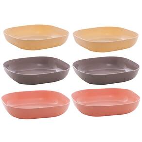 Kit 6 Bowls Lyor Quadrados Bambu Tigela 14,5x3cm Frutas Petiscos Sobremesas