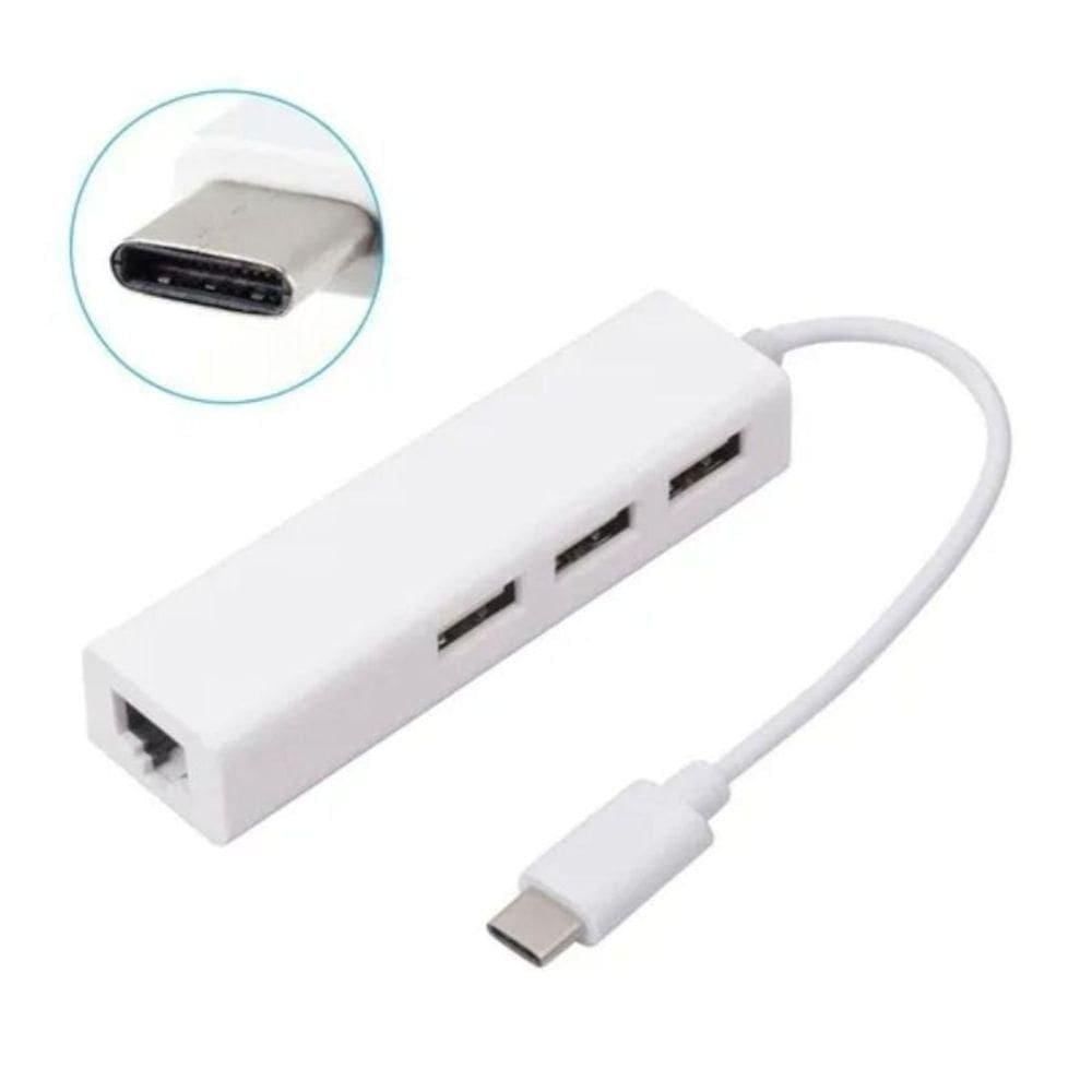 Conversor Usb Type C 3 1 Para Rj45 Gigabit E 3 Portas Usb 2