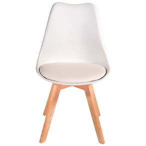 Cadeira Charles Eames Leda Luisa Saarinen Design Wood Estofada Base Madeira - Branca