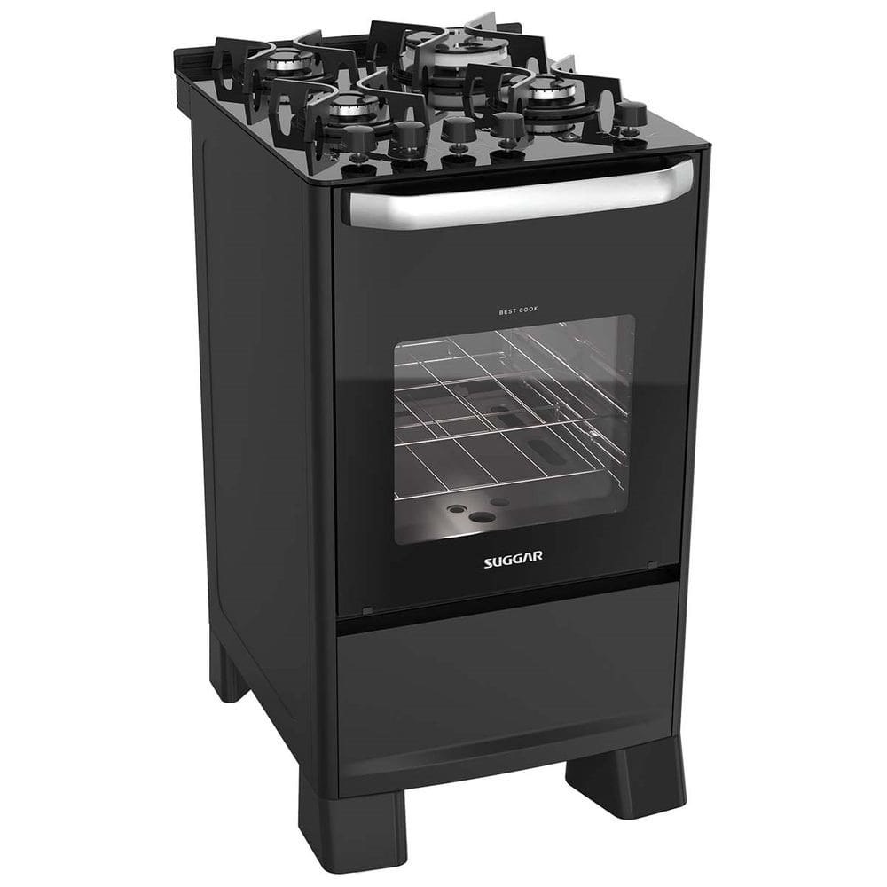 Fogão de Piso Best Grill mesa de vidro 4 queimadores Preto