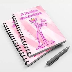 Caderno Universitário Pantera Cor de Rosa 200 Folhas