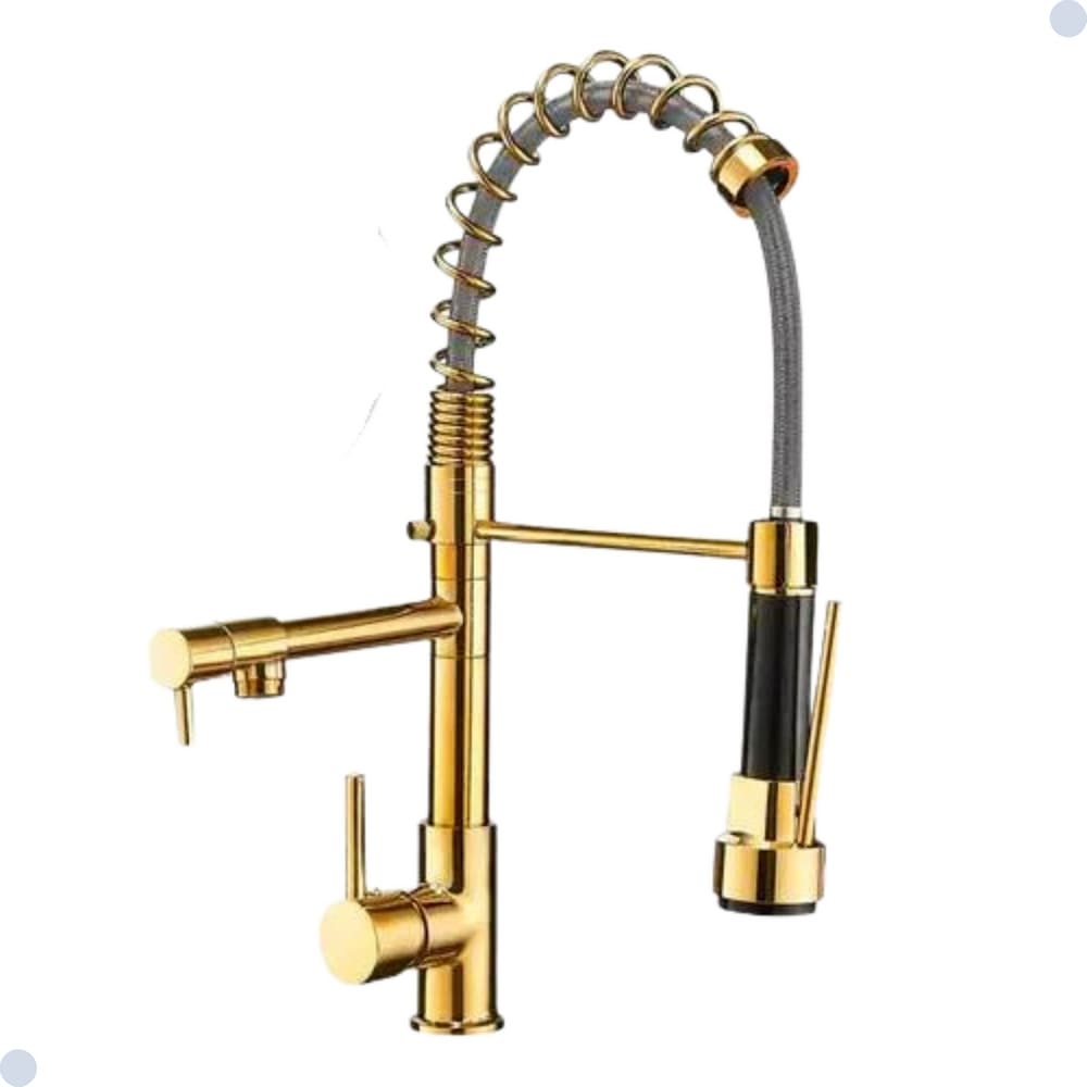 Torneira Cozinha Gourmet Monocomando Spray Vip Dourada Gold
