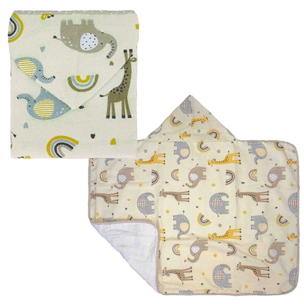 Toalha Banho Infantil Estampada Com Capuz Forro De Fralda 68cm x 68cm - Bublim Baby